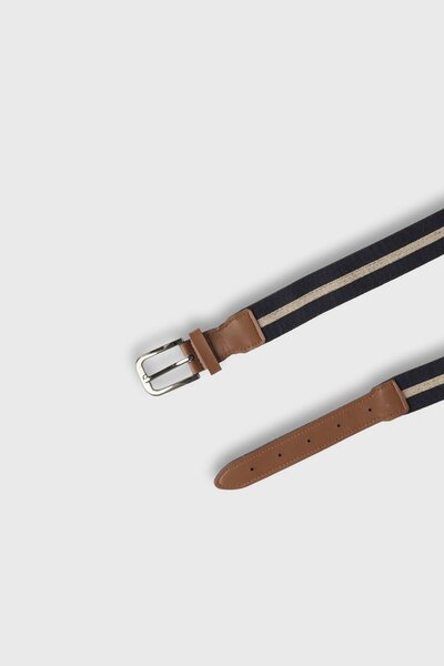 Boys Navy & Beige Striped Belt