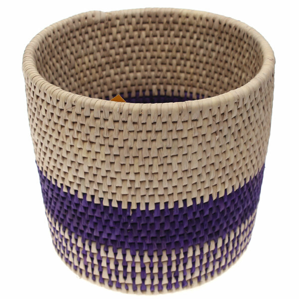 Handwoven Blue & White Dustbin Basket – 10x10 cm (UC-B-08)