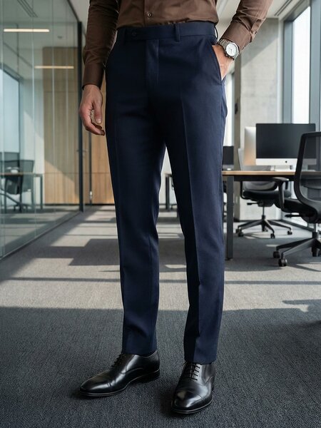 Navy Blue Plain Executive Formal Dress Pant (FDT-336)