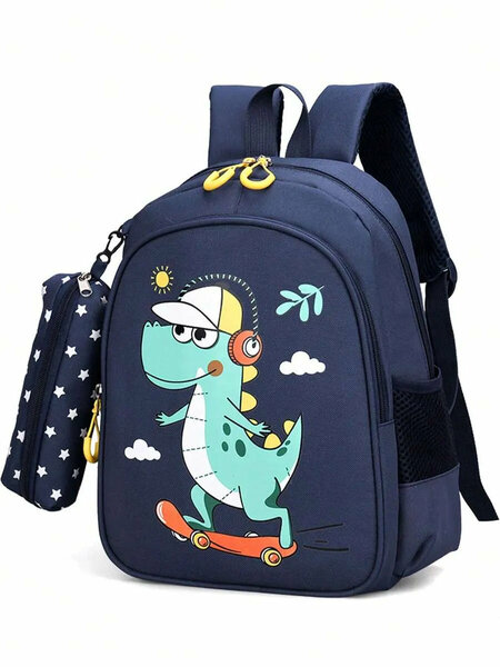 Shein - Cartoon Backpack With Small Pouch