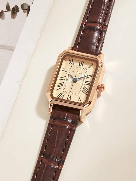 Shein - Vintage Water Resistant Polygon Pointer Quartz Watch
