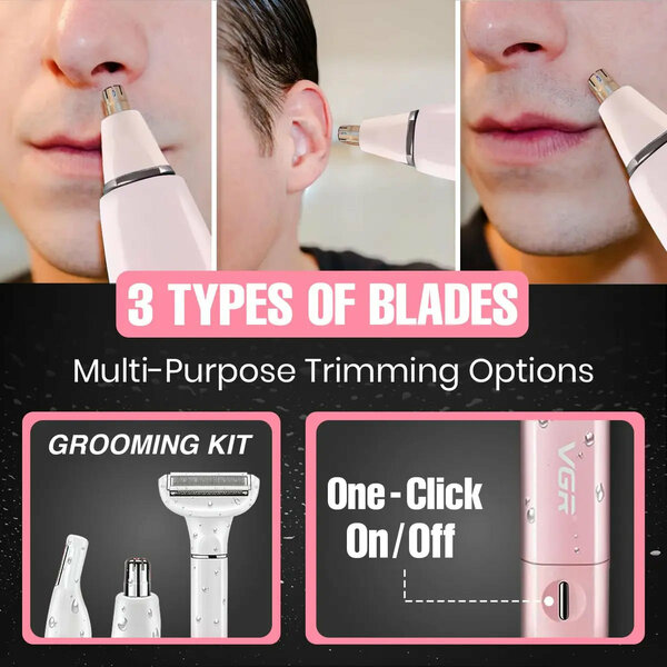 VGR - Bikini Trimmer for Women  Safe & Gentle Grooming for Bikini, Underarm, Face & Body