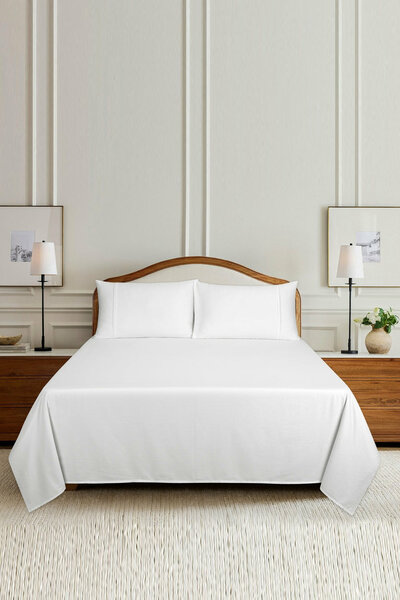 White Beads T-200 Bed Sheet Set