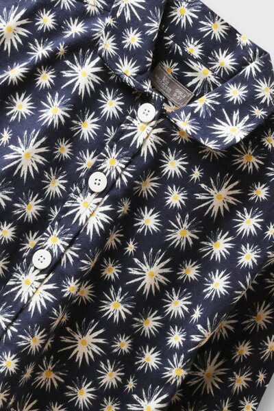 Navy Spark Flannel Top
