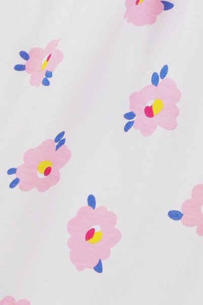 White Floral Print Jersey Frock