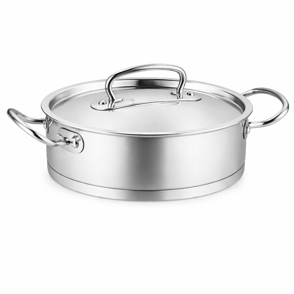 Proline Low Casserole 20x9 cm / 24x10 cm – Stainless Steel Cooking Pot with Lid