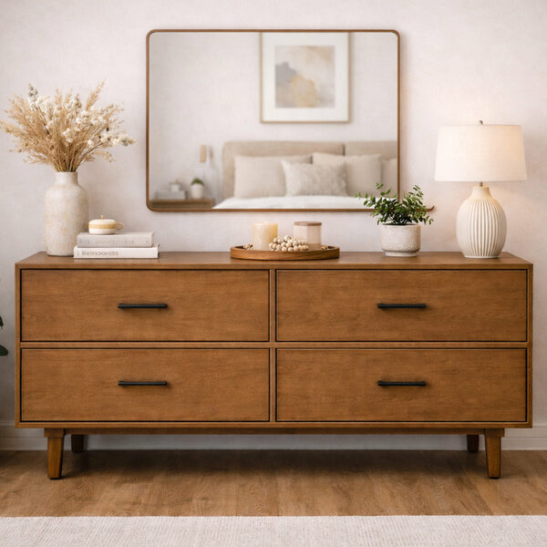 Nysa Solid Wood Dresser with Mirror