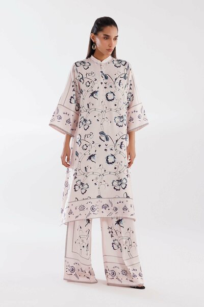 Stitched Satin Shirt + Culotte