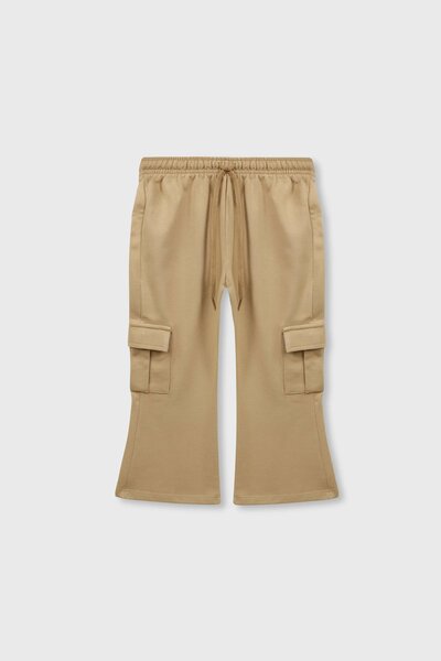 Girls Sandy Beige Bell Bottom Trousers