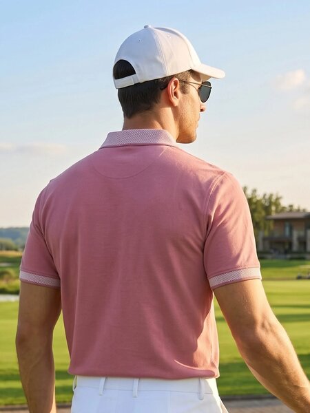 Tea Pink Jacquard  Polo T-Shirt (POLO-1194)