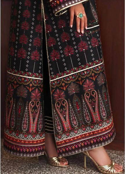 Nirvana by Mushq Unstitched Printed Raw Silk 3 Piece Suit MU26UNR Star off Duty HUNPS260108 - Festive Collection