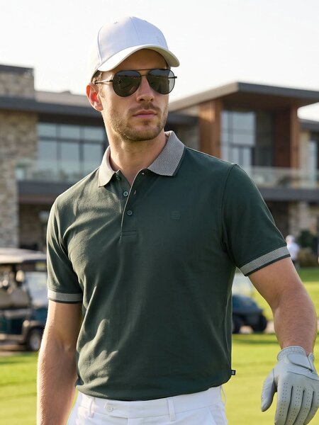 Dark Green Jacquard  Polo T-Shirt (POLO-1192)