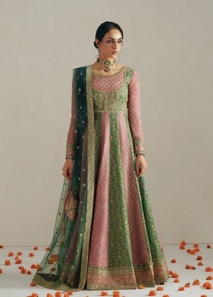 Vera Unstitched Embroidered Silk 3 Piece Suit VR26UWF Rang Multicolor Anarkali - Wedding Collection
