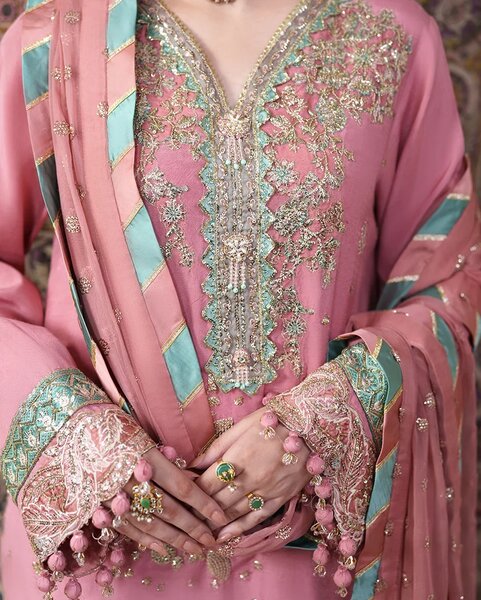 Mahenoor by Roheenaz Unstitched Embroidered Raw Silk 3 Piece Suit RN26UMR Pari Rukh RUNES260102 - Festive Collection