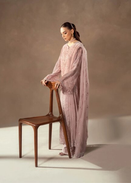 Afsanah by Lavish Premium Unstitched Chiffon Embroidered Suits 3 Piece LV25AC BLUSH PETAL-10 - Festive Collection