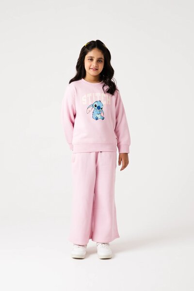 Girls Pink Stitch Fleece Co-ord Set