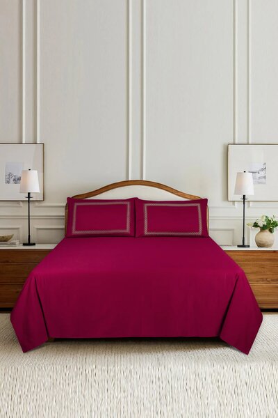 Carmine T-200 Embroidered Bed Sheet Set