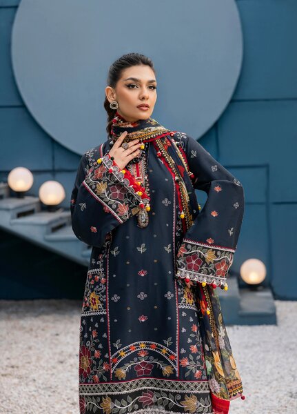 La Elise Women Unstitched Embroidered Lawn 3 Piece Suit 0000410 Amaya - Festive Collection
