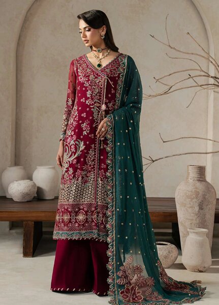 Gulaal Unstitched Embroidered Chiffon 3 Piece Suit GL26ULW Jinaan D-55 - Wedding Collection