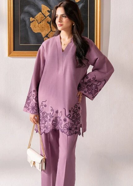 Mauve - 2Pc Embroidered Cotton Set