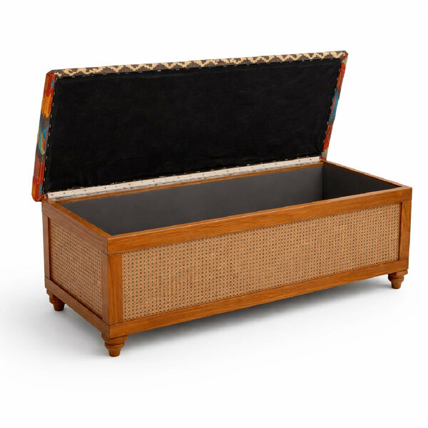 Elan Upholstered Storage Bench with Cane Panel