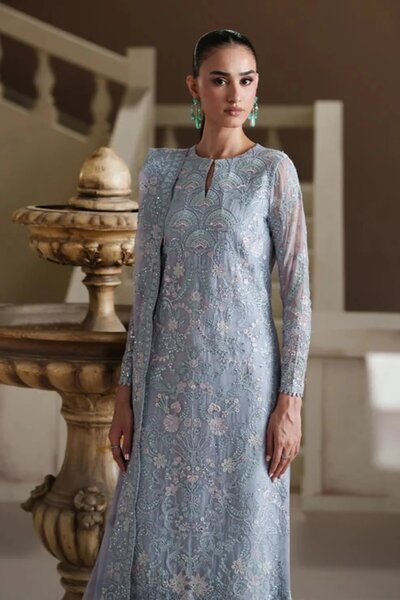Modern Heirloom by Emaan Adeel Unstitched Embroidered Chiffon 3 Piece Suit EA26UMH Blue Verse - Festive Collection