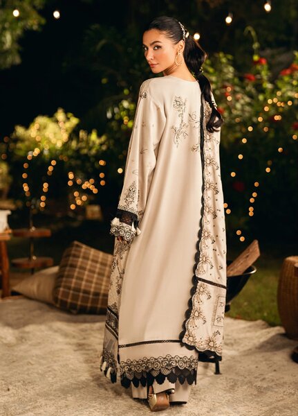Florent Serenity Embroidered Woolen Shawls Unstitched Dobby Suits 3 Piece FL25WS FL-2B - Winter Collection