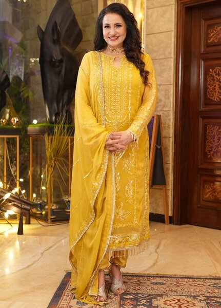 Savoir By Sahane Pret Embroidered Chiffon 3 Piece Suit CT-140005 Girasol - Festive Collection