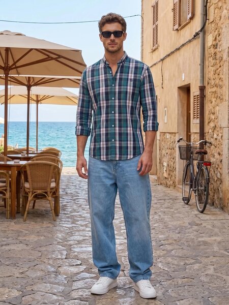 Multi Check Button Down Casual Shirt (CSC-446)