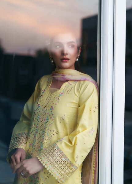 Symphony by Neeshay Unstitched Embroidered Luxury Lawn 3 Piece Suit NSH26US D-4 Elio - Summer Collection
