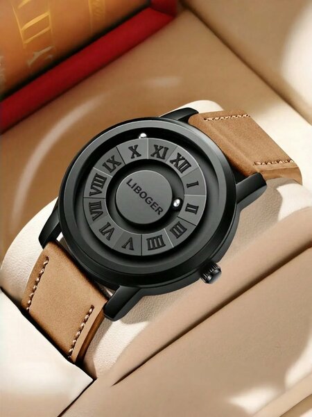Shein - Men'S Wrist Watch With Roman Numeral Dial - Khaki