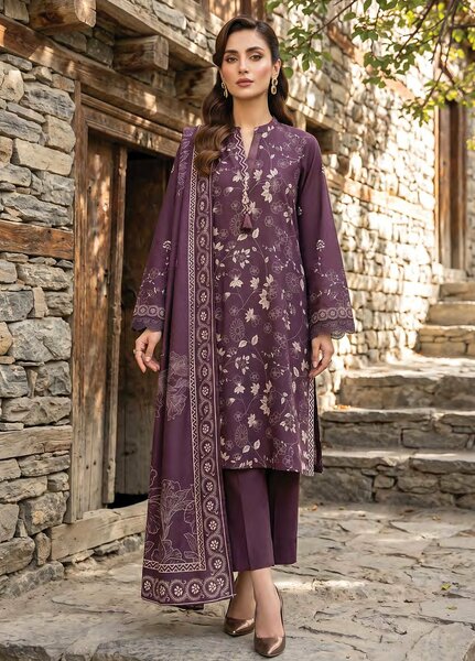 Lakhany Unstitched Printed Pashmina 3 Piece Suit LSM26UP LG-SG-0163-C - Casual Collection