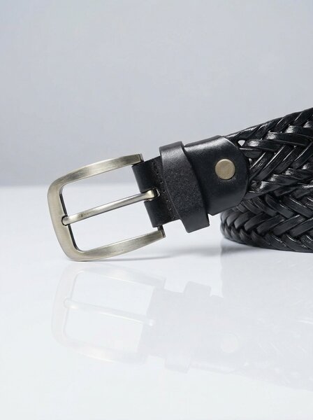 Black Braided Leather Belt (BELT-949)