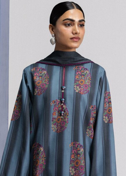 Coco by Zara Shahjahan Unstitched Printed Linen 3 Piece Suit CZ26UPL Rania 4B - Casual Collection