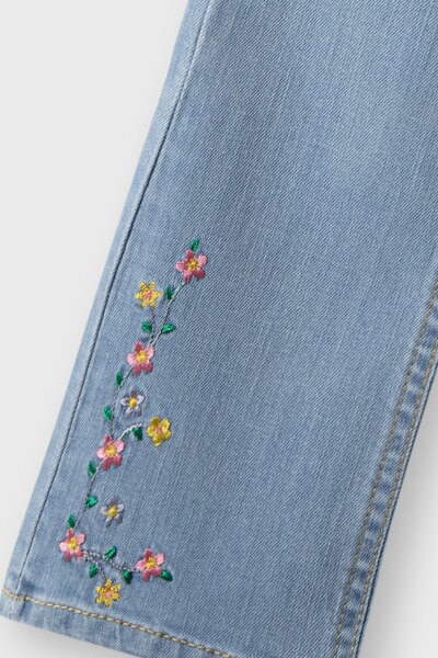 Girls Floral Boot Cut Denim Jeans