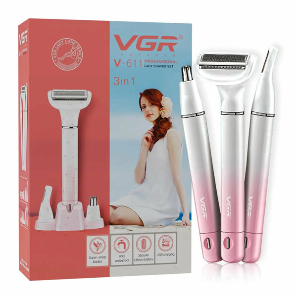 VGR - Bikini Trimmer for Women  Safe & Gentle Grooming for Bikini, Underarm, Face & Body