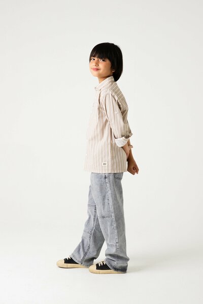 Boys Beige Stripe Casual Shirt