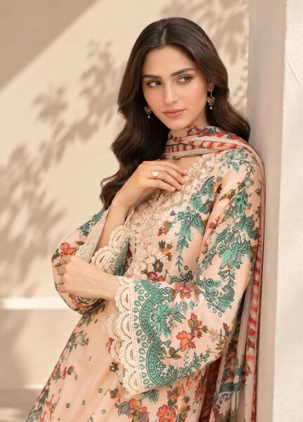 Chandan Nagri Women RTW Embroidered Lawn 3 Piece Suit Nayra veil - Festive Collection