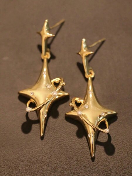 Shein - 1 Pair Fashion Luxury Star Shaped Drop Earrings