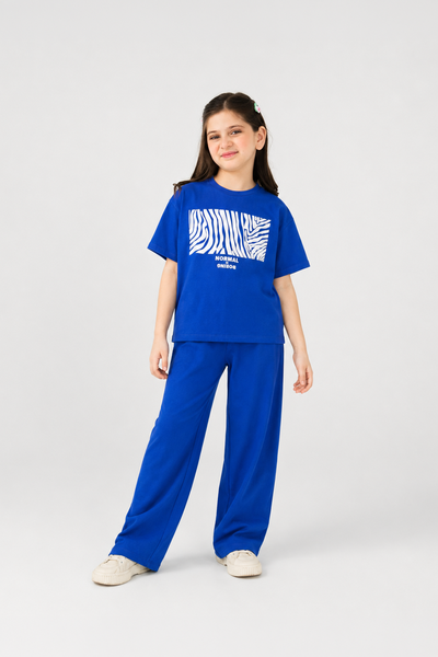 Bright Blue Graphic Jersey Co-ord Set
