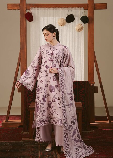 Cross Stitch Unstitched Printed Marina 3 Piece Suit CS25UW Violet Mist - Winter Collection
