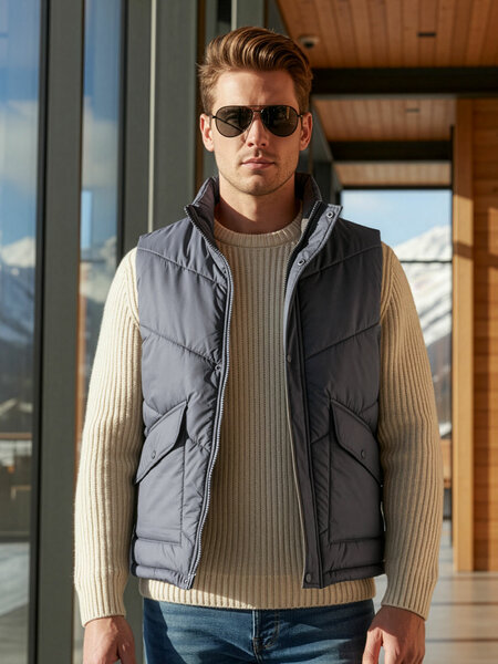 Grey Imported Sleeveless Puffer (PJ-101)