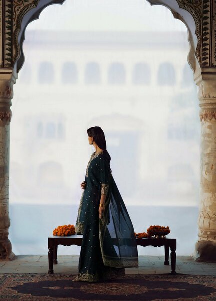 Rekha by Casualite RTW Embroidered Viscose Silk 3 Piece Suit CL26RVR Zebba - Festive Collection