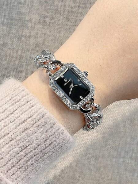 Shein - 1pc Women's Elegant Stainless Steel Bracelet Watch