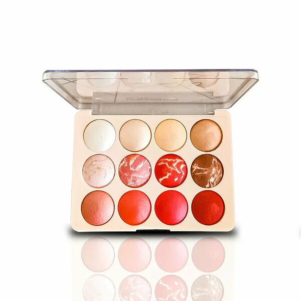 Glamorous Face - 12 Color Highlighter & Blush On Palette
