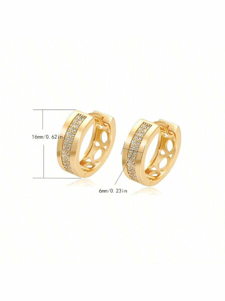Shein - Hypoallergenic Minimalist Square Cubic Zirconia Hoop Earrings For Women, Simple & Fashionable Daily Wear, Birthday Gift