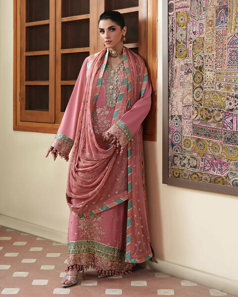 Mahenoor by Roheenaz Unstitched Embroidered Raw Silk 3 Piece Suit RN26UMR Pari Rukh RUNES260102 - Festive Collection