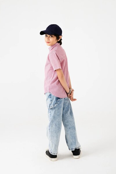 Boys Red Stripe Casual Shirt