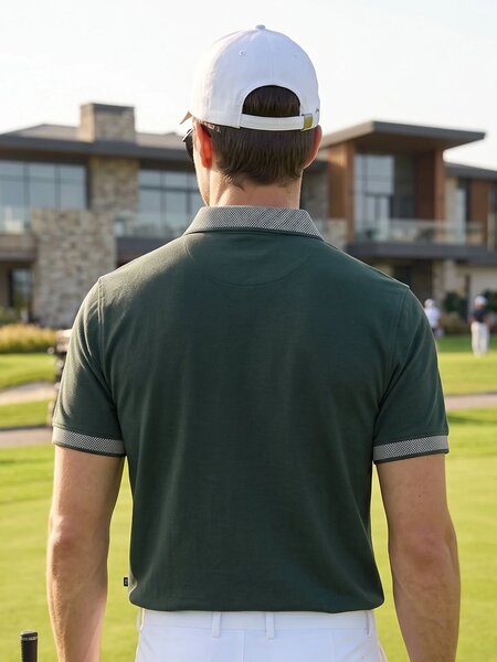 Dark Green Jacquard  Polo T-Shirt (POLO-1192)