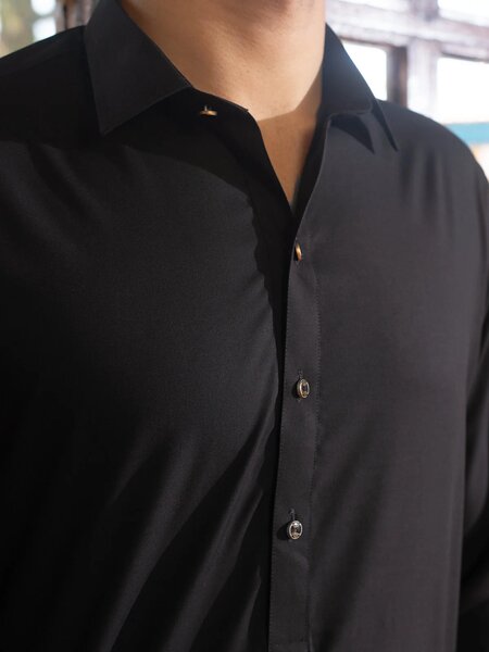 Black Plain Exclusive Range Designer Shalwar Kameez  (SK-548)